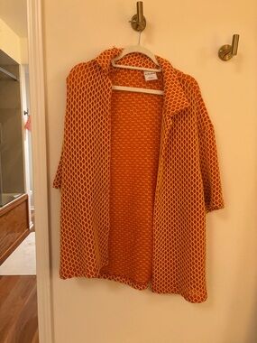 Bershka Orange Open-Weave Short-Sleeve Cardigan